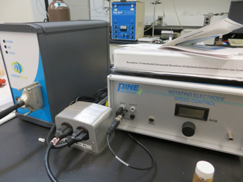 Pine Research Instrumentation WaveDriver 20 biopotentiostat set up for electrocatalytic studies.
