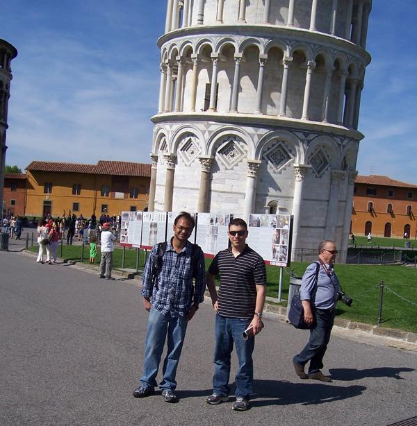 Photo of Subhadeep Kal and Peter Dinolfo at the Leaning Tower of Pisa in Pisa, Italy, May 12, 2012