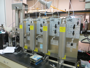 Vacuum Atmospheres closed loop recirculation solvent purification system for anhydrous and air-free solvents.