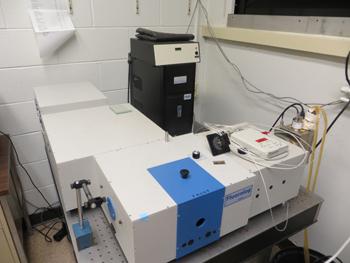 Horiba FluoroLog3-21 modular spectrofluorometer with cooled PMT detector for enhanced sensitivy. Combined with CH Instruments 1220 potentiostat and Thorlabs Power meter for photocurrent action spectra.